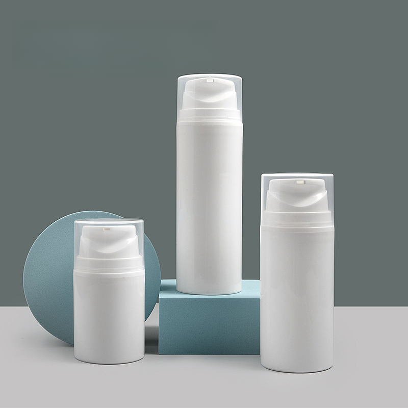 Empty PP White Cylindrical Airless Pump Bottles (30ml-200ml) for Face Serum &amp; Shampoo Packaging