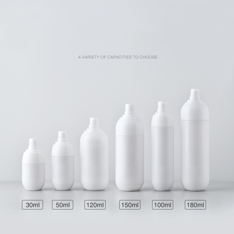30ml 50ml 100ml 120ml 150ml 180ml For Clear White Plastic Empty Body Mist And Lotion Bottles Oval Shape With Pump Sprayer Seal
