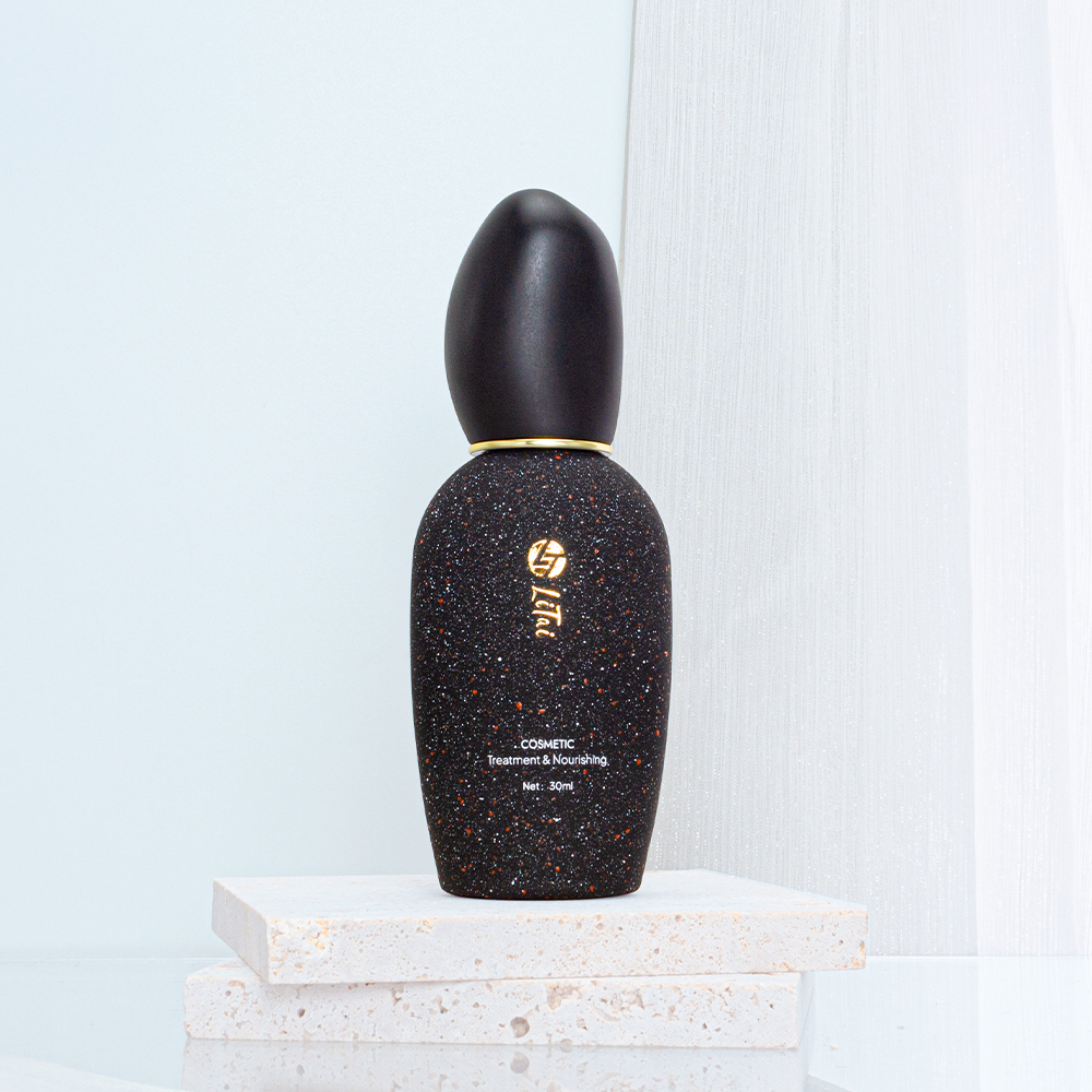 50g Face Cream Container Jar Customized Stone Glass Packaging 30ml 100ml 120ml Serum Lotion Bottle Black Glass Skin Care Set