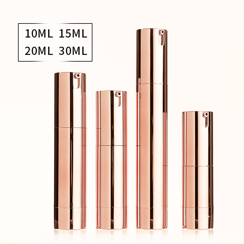 Factory Wholesale Luxury Rose Gold Airless Pump Bottles 10ml 15ml 20ml 30ml Cosmetic Skin Care Airless Cream Lotion Bottle