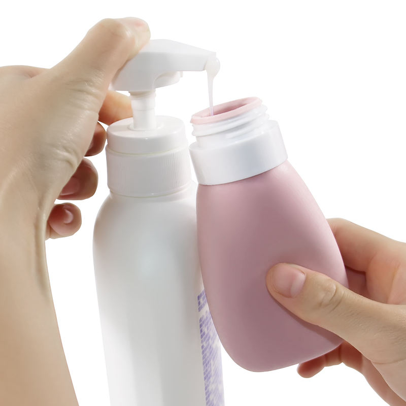 Portable Travel Size 3oz 90ml Reusable Silicon Refill Empty Dispenser Squeeze Shampoo Lotion Cosmetic Bottles Set Toiletry Kit Silicone Travel Toiletries Bottle
