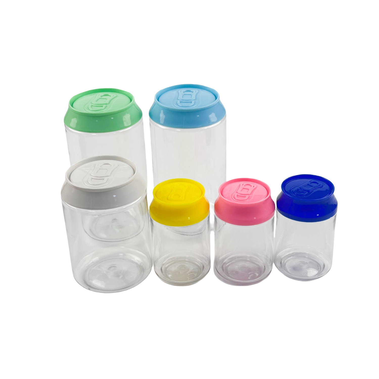 Wholesale Round Transparent Plastic 100ml 250ml 330ml 3.5g 7g Cola Soda Can Shape Candy Gummy Packaging Jar