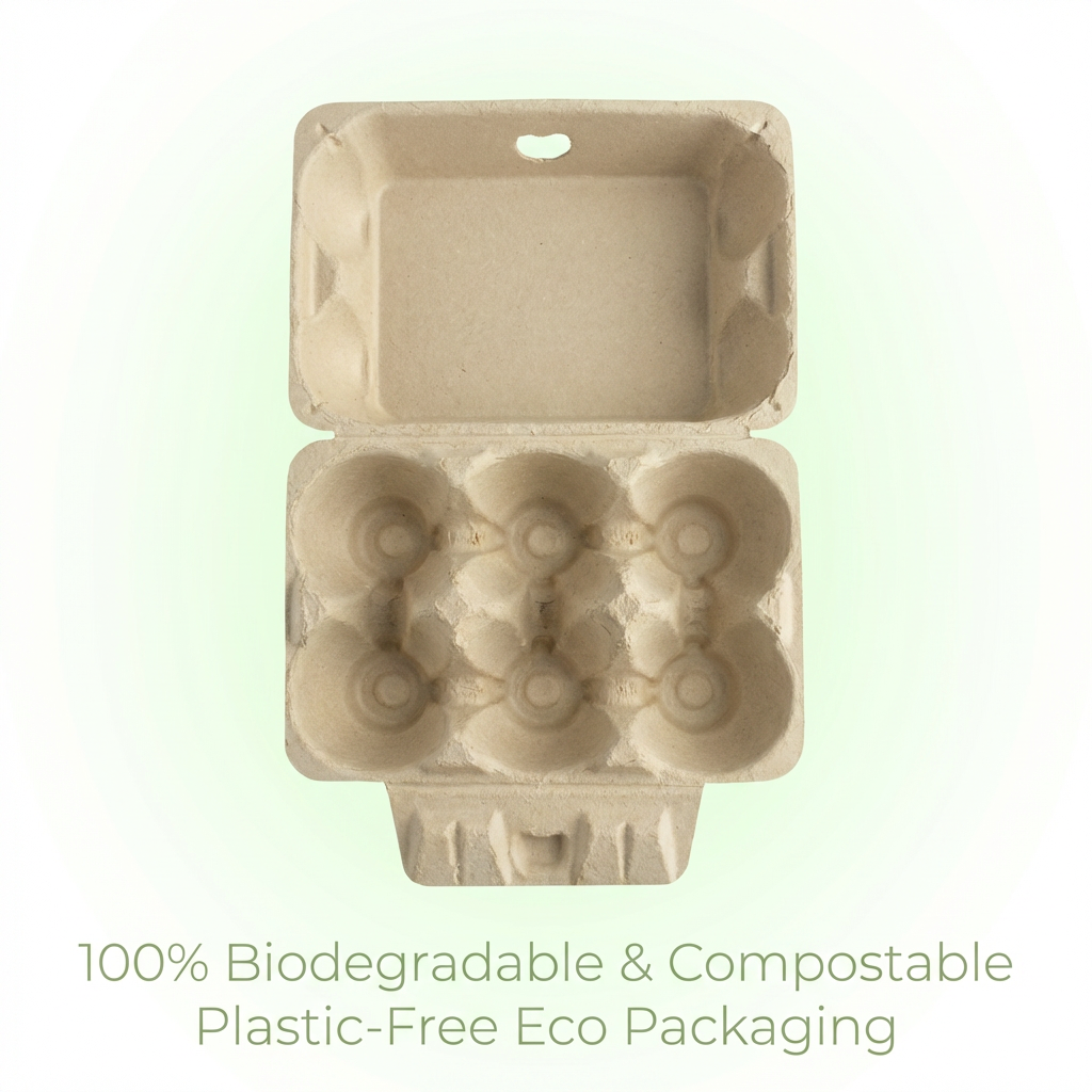Biodegradable Molded Pulp 6 Egg Cartons Custom Logo Recyclable Pulp Packaging Eco Friendly Shipping Box