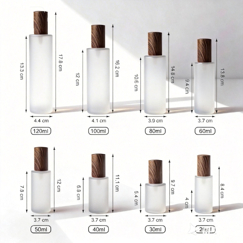 Luxury Glass Skin Care Cosmetic Bottle and Jar Set Empty Custom Frosted Brown Makeup Packaging Container
