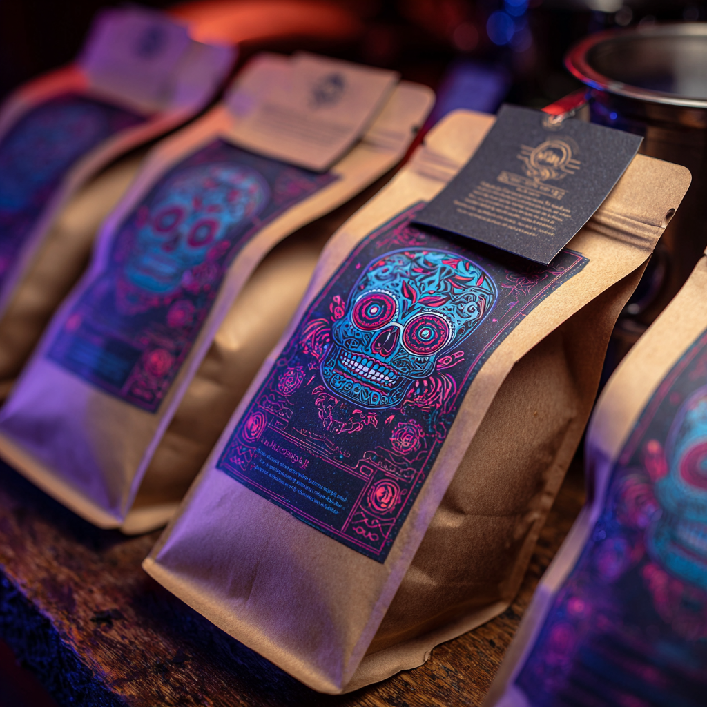AT PACK 250g 500g 1KG 12oz Custom Coffee Bags With Thank You Card Slot Flat Bottom Kraft Coffee Beans Packaging Bags
