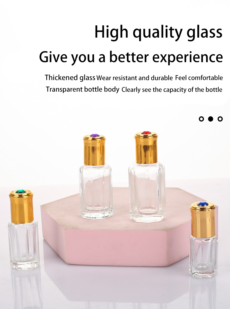 3ml 6ml 9ml 12ml Thick Bottom Glass Essence Cosmetic Packaging Flat Shoulder Glass Roller Bottle Essential Oil Bottle