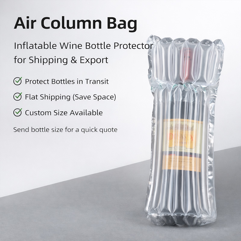 Shockproof Inflatable Wine Bottle Protector Bag PE PA Cushioning Bubble Air Column Wrap Packaging for Red Wine Fragile Transport