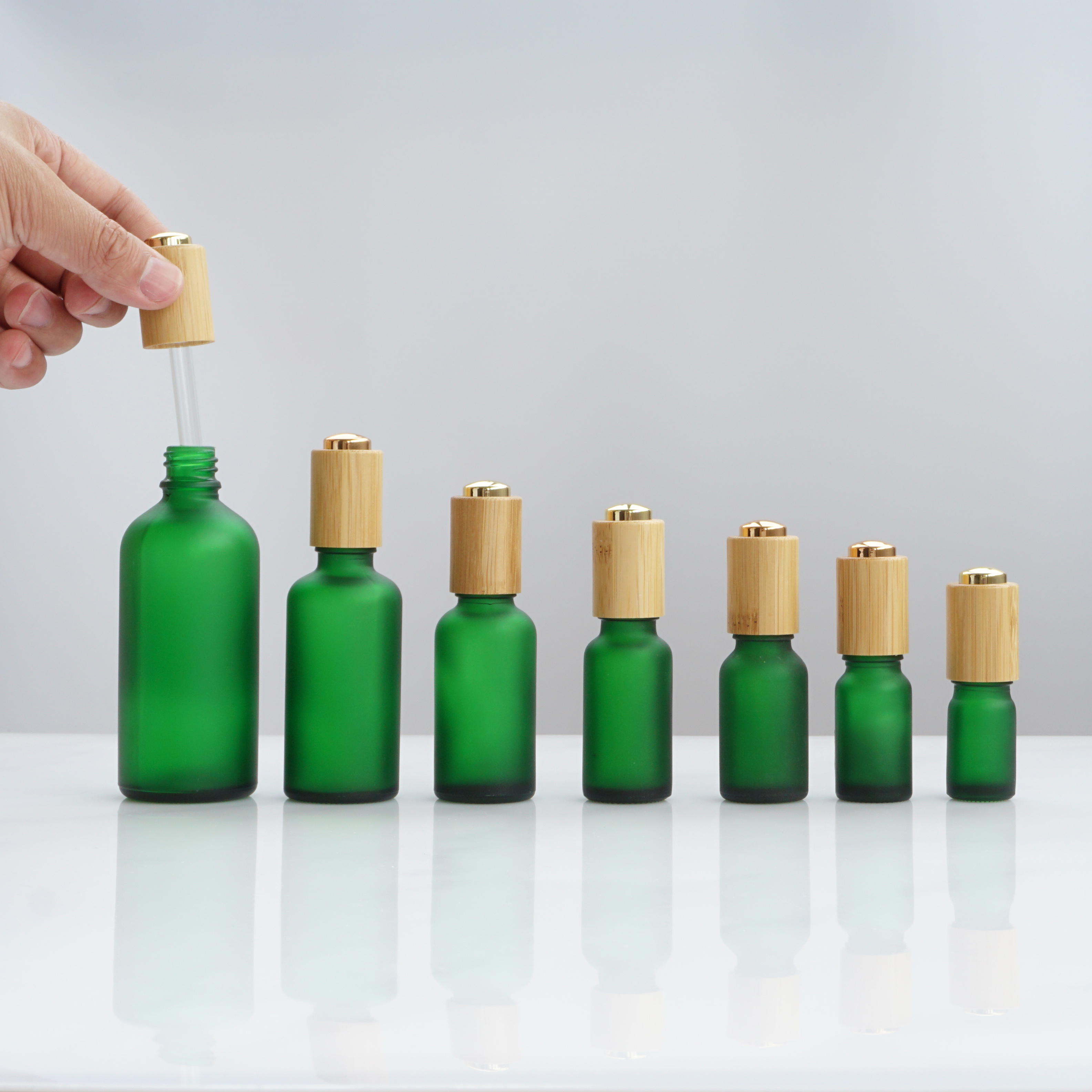 Glass essential oil bottles