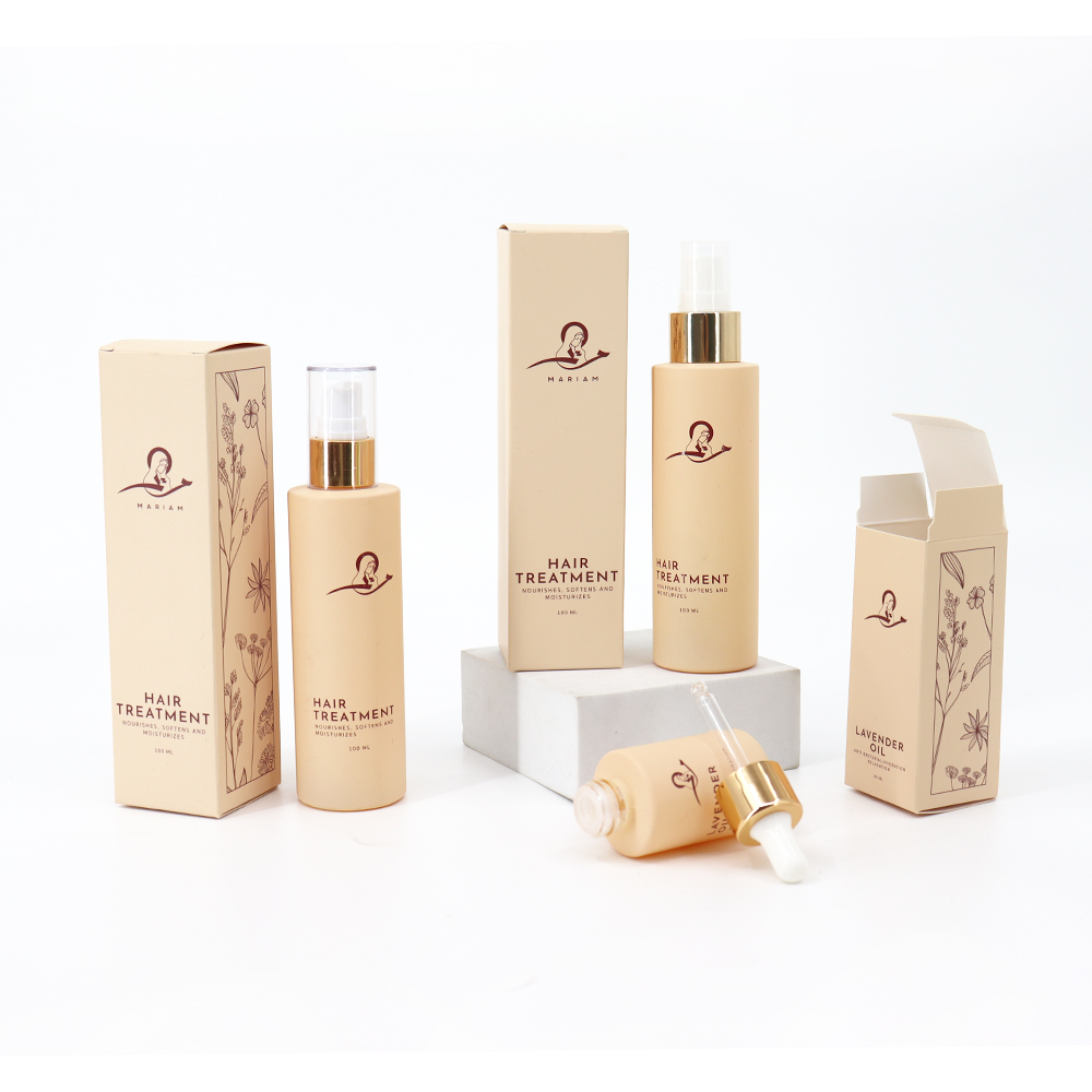 30ml 50ml Glass Bottle Vitamin C Serum Bottle Anti Oxidation Flat Shoulder Glass Pump Bottle with Packaging Paper Box