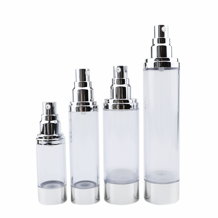 1oz 50 ml Face Cream Oil Spray Cosmetic Packaging 50ml 30ml 15ml 10ml 100ml Aluminum Silver AS Airless Pump Bottle for Lotion