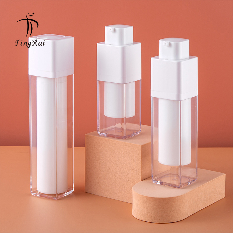 Square Frosted Matte Airless Lotion Pump Bottle 15ml 30ml 50ml Twist up Facial Care Cosmetic Packaging