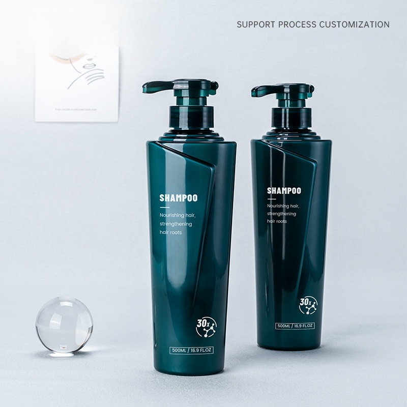 Custom Luxury Blue 500ml PET Plastic Shampoo Bottles for Cosmetics Lotion Pump Bottle Shower Gel Conditioner Shampoo Packaging