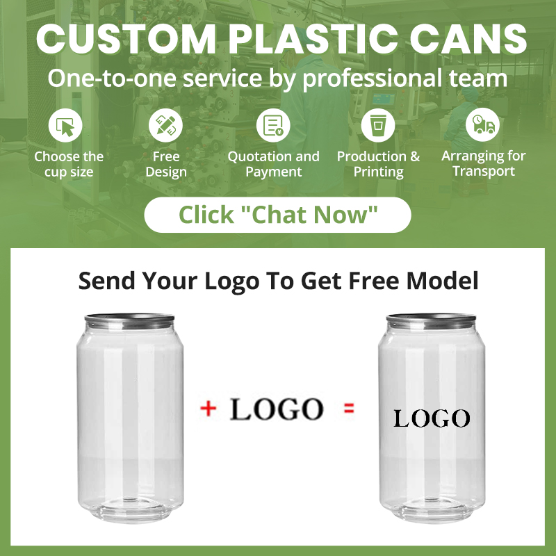 Cundao Custom Disposable PET Can With Aluminum Lid Dessert Soda Bubble Tea 330ml 500ml Clear Pull-Ring Plastic Cans Bottles