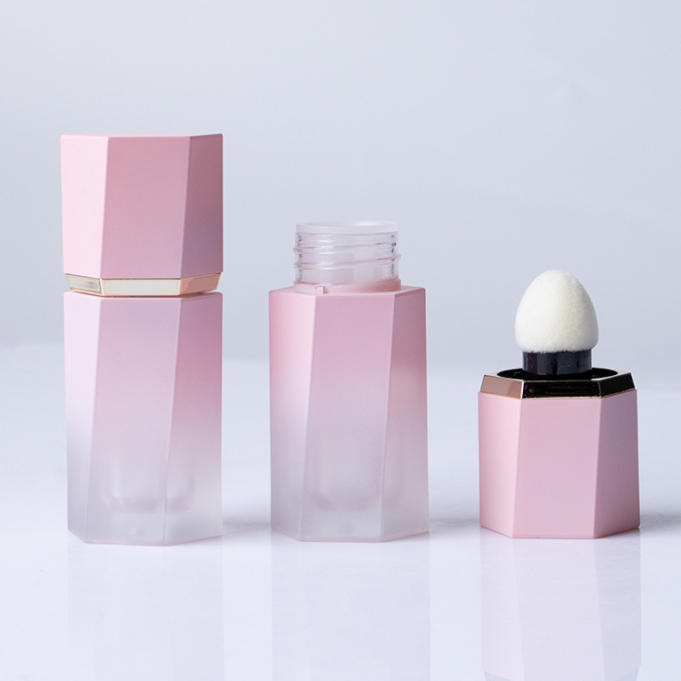 Manufacturer Polygon Hexagonal Sponge Head Lip Gloss Lip Glaze Liquid Blush Tube Highlighter Tube Gloss Tube Package Makeup Packaging