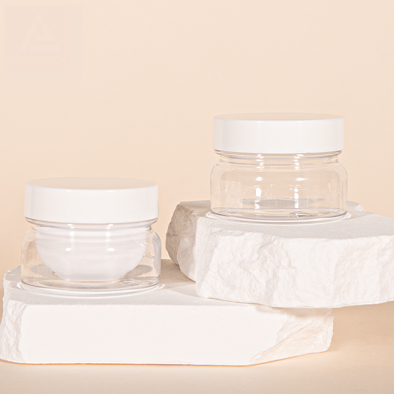 PET 2.5 OZ for Clear Cosmetic Plastic Jars with Black Lids Round Containers for Lotion and Capsules