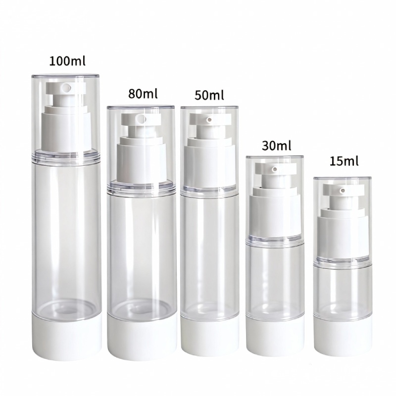 High End Refillable Plastic Skincare Packaging 120ml 100ml 50 ml 15ml 5ml Airless Press Cream Pump Bottle