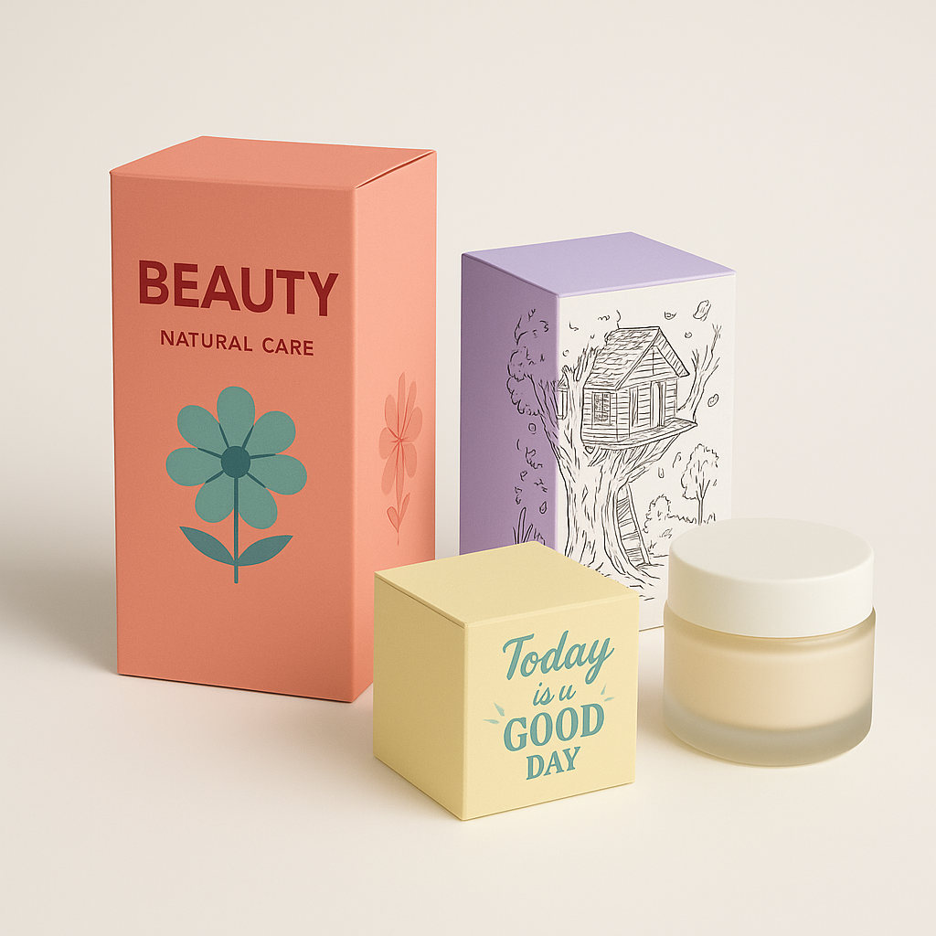Eco-friendly Custom Luxury Cosmetic Packaging Care Boxes Beauty Products Lotion Skincare Paper Box Tuck Top Cardboard Gift Box