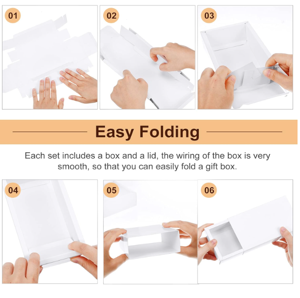 Mini Biodegradable Kraft Paper Box for Business Cards White Cardboard Packaging for Tea Soap Jewelry Party Favors Crafts More