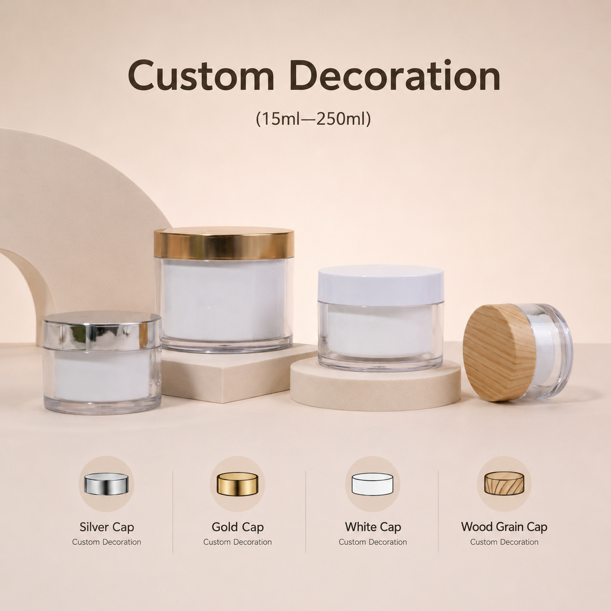 Refillable 50g Zero Waste Jar PCR Eco, FDA Grade, Double Wall with Replaceable Inner Cup, Sustainable Packaging plastic jar