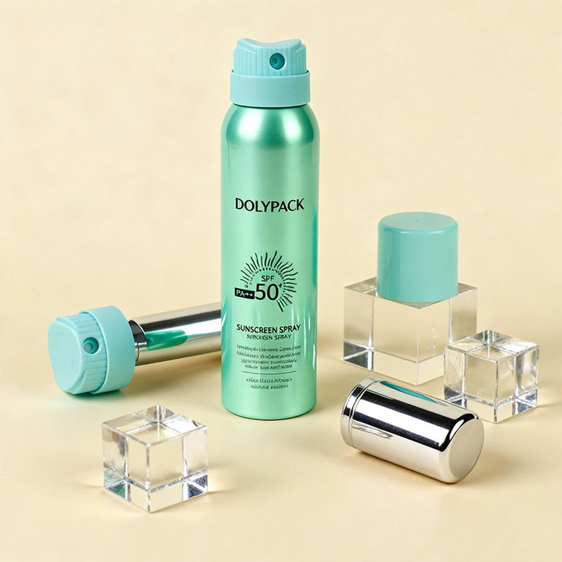 Luxury Custom Empty 50ml 75ml 100ml 120ml 150ml 200ml Spray Aluminum Aerosol Can Unique Continuous Mist Sprayer Body Physical SPF 30+ 50+ Sunscreen Packaging