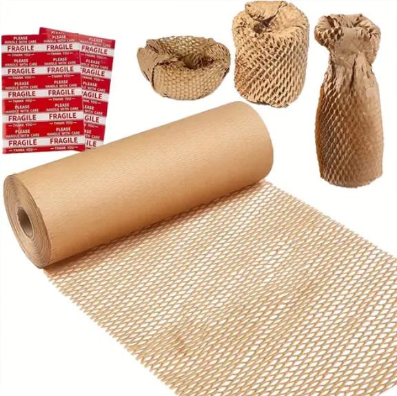 Eco Friendly Recyclable Lovershine Brand Shock-proof Kraft Honeycomb Wrapping Roll for Cargo Protection with Customizable Colors