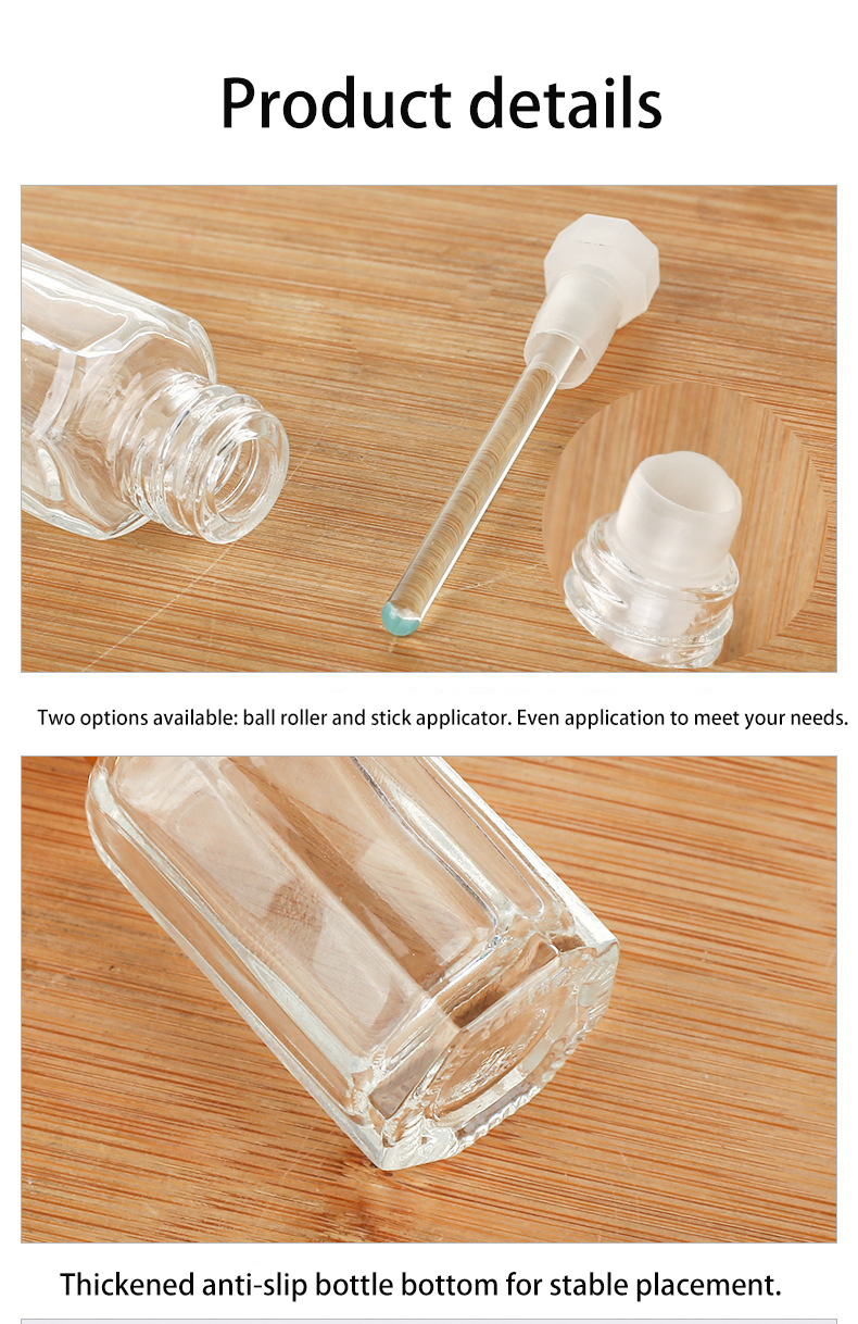 3ml 6ml 9ml 12ml Thick Bottom Glass Essence Cosmetic Packaging Flat Shoulder Glass Roller Bottle Essential Oil Bottle