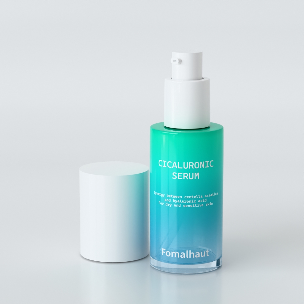 Round 30ml Glass Serum Bottle with Plastic Treatment Pump Cosmetic Packaging for Skin Care