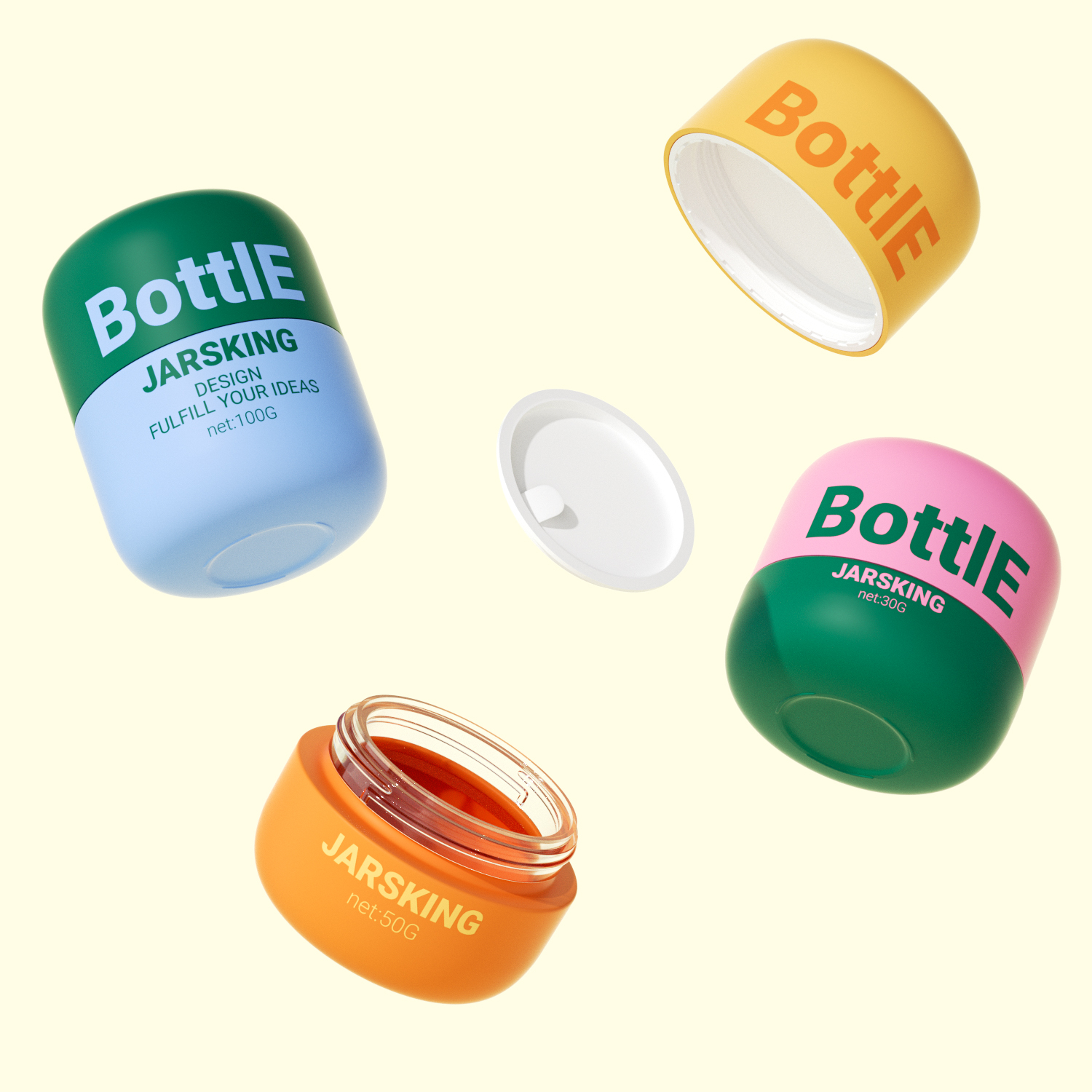 Custom Printed Luxury Skincare Jar 30 50 100g Glass Cosmetics Cream Jars With Lids Set Packaging Box