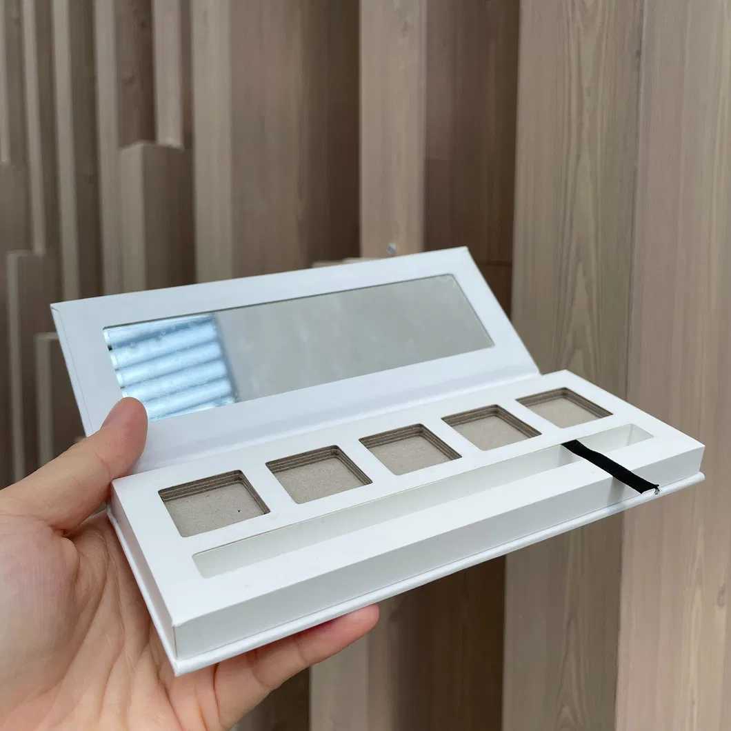 Cheap Price Custom 5 Hole Magnetic Pans Empty Makeup Eyeshadow Palette White Cosmetic Paper Packaging Eye Shadow Case Pallet