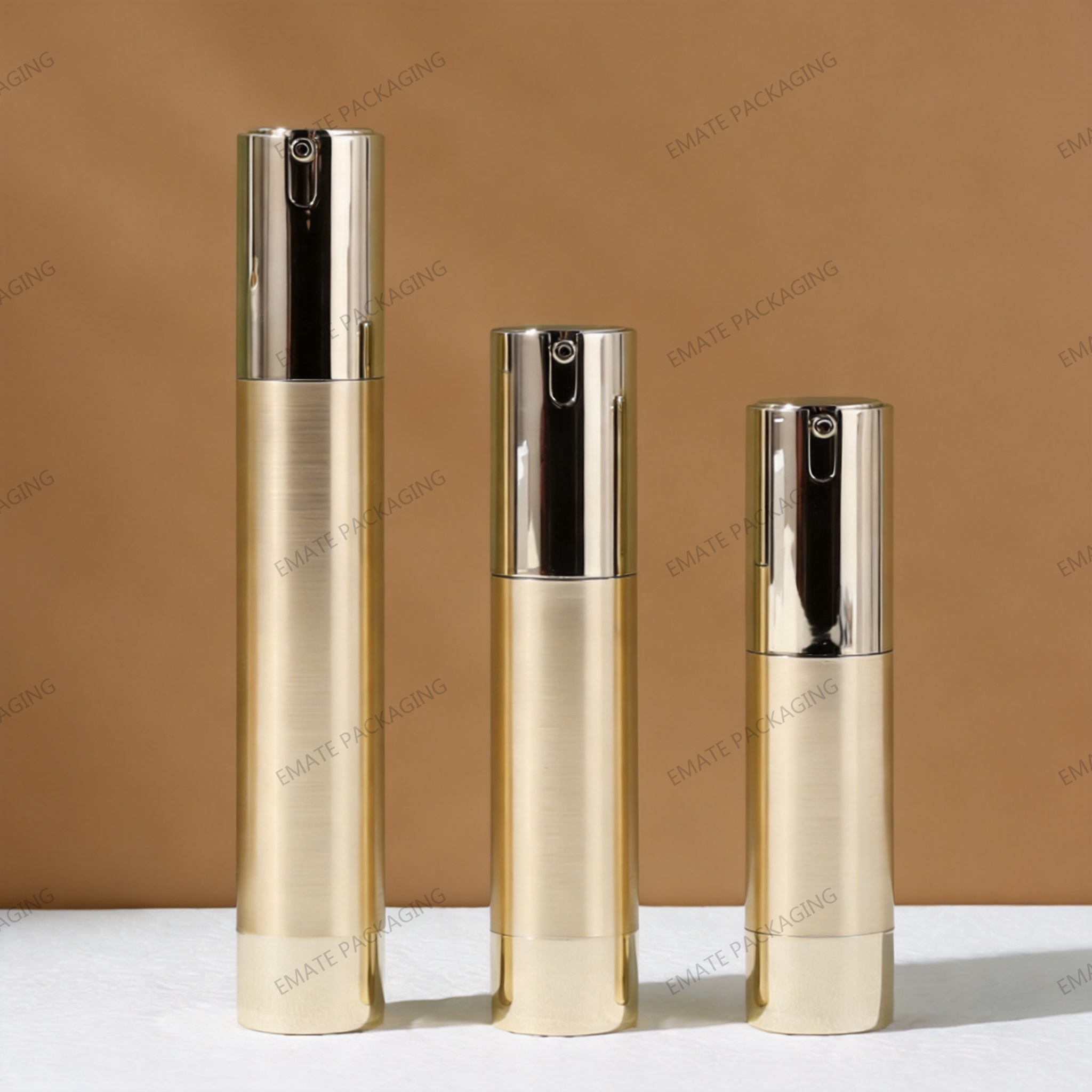 Luxury Clear Golden Silver AS Airless Pump Lotion Bottle 10ml 15ml 20ml 30ml 50ml Refillable Cosmetic Airless Packaging Bottle