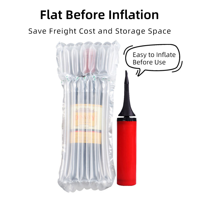 Shockproof Inflatable Wine Bottle Protector Bag PE PA Cushioning Bubble Air Column Wrap Packaging for Red Wine Fragile Transport