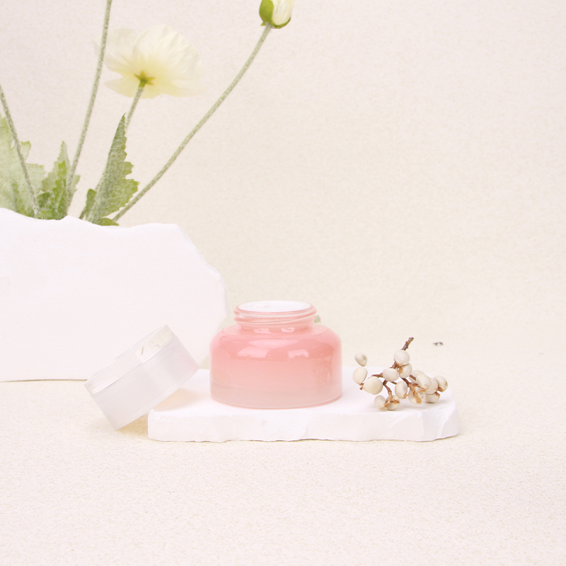 Luxurious Cosmetic Glass Packaging 50g Jar Container Round Shape Gradient Color Design with Dropper Cap for Face Cream Eye Drops