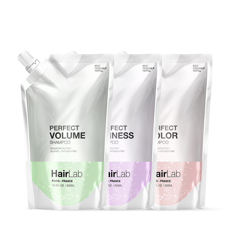Custom Printing Refillable Aluminum Foil 50ml 100ml Shampoo Cosmetics Plastic Mylar Stand up Standup Spout Pouch Packaging Bags