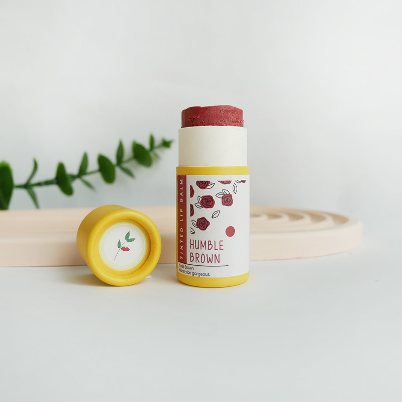 100% Natural Food Grade 30g Lip Balm Packaging Cardboard Paper Jars Solid Perfume Packaging Brown Kraft Round Shape Box
