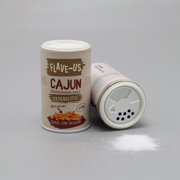 Custom Logo Kraft Cylinder Tube Food Grade Paper Packaging for Salt Shaker Top Tube Cans with Plastic Lid Crafts Chocolate Pizza