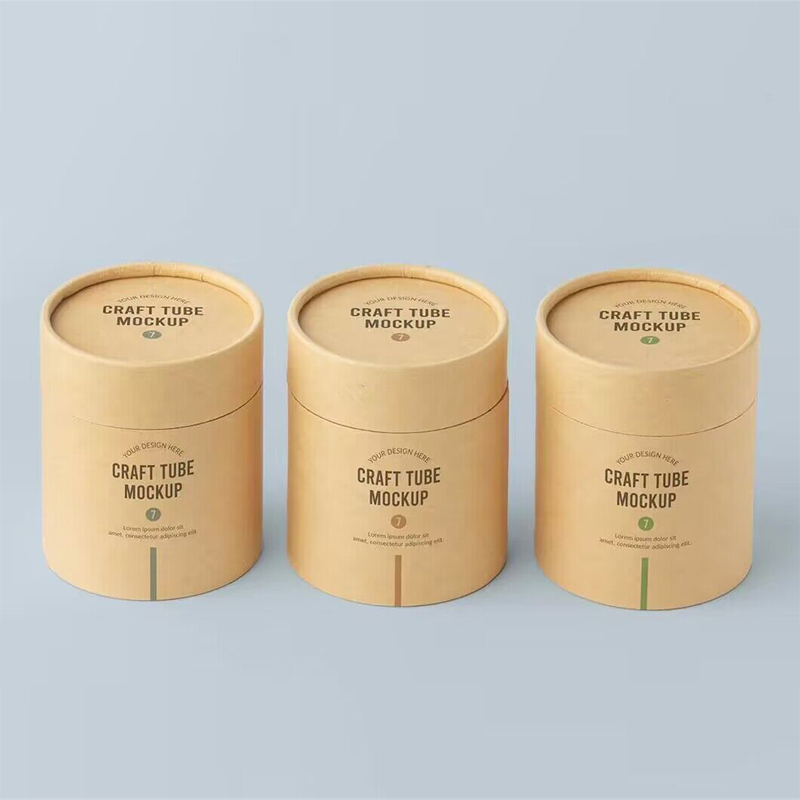 Zero Plastic Brown Paper Tube Packaging Custom Cardboard Cylinder Box Packaging for Candle/Bottle/Cosmetic