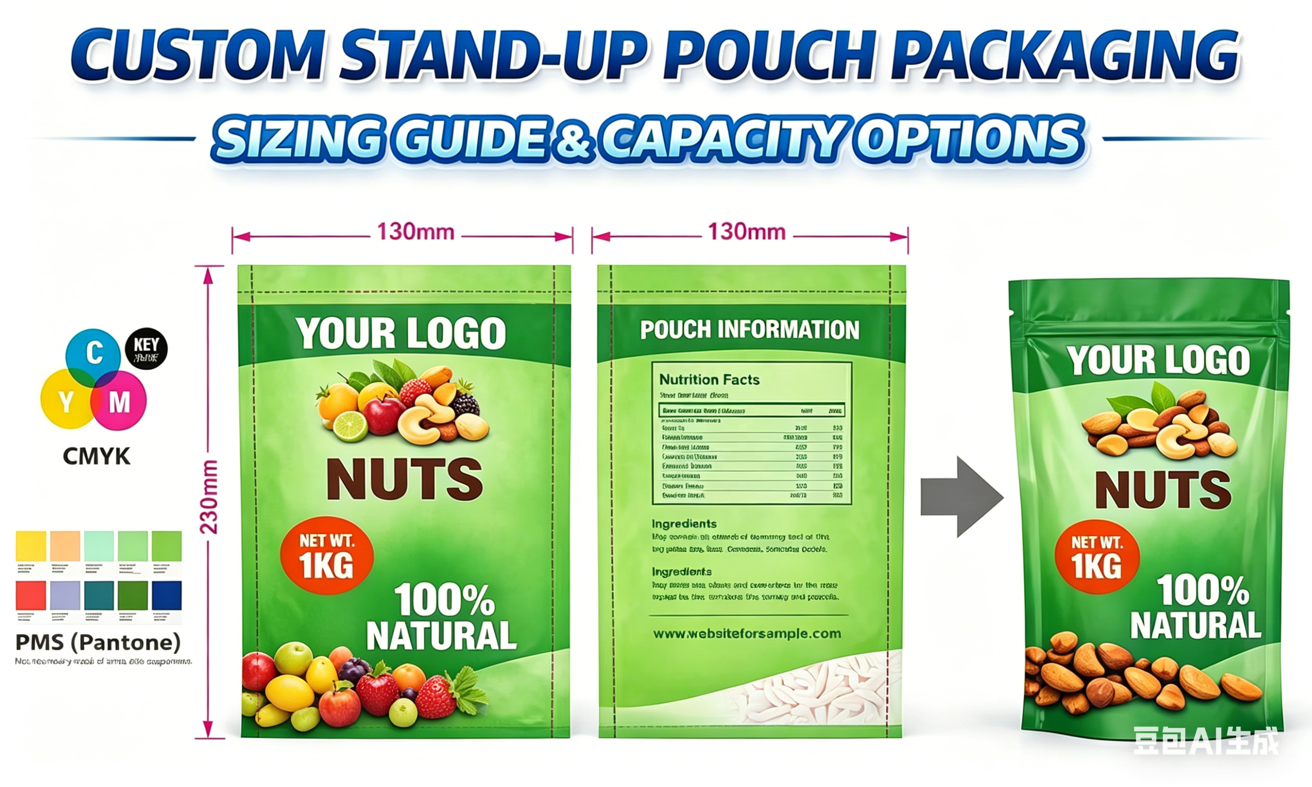 30ml 50ml 100ml 250ml 500ml 1000ml Liquid Juice Eco Friendly Recyclable Kraft Paper Stand Pouch Gravure Printing Packaging Bag