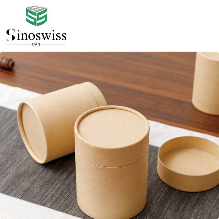 Custom Eco Friendly Carton Cylinder Kraft Paper Round Boxes Empty Biodegradable Craft Cardboard Boxes Packaging Tubes