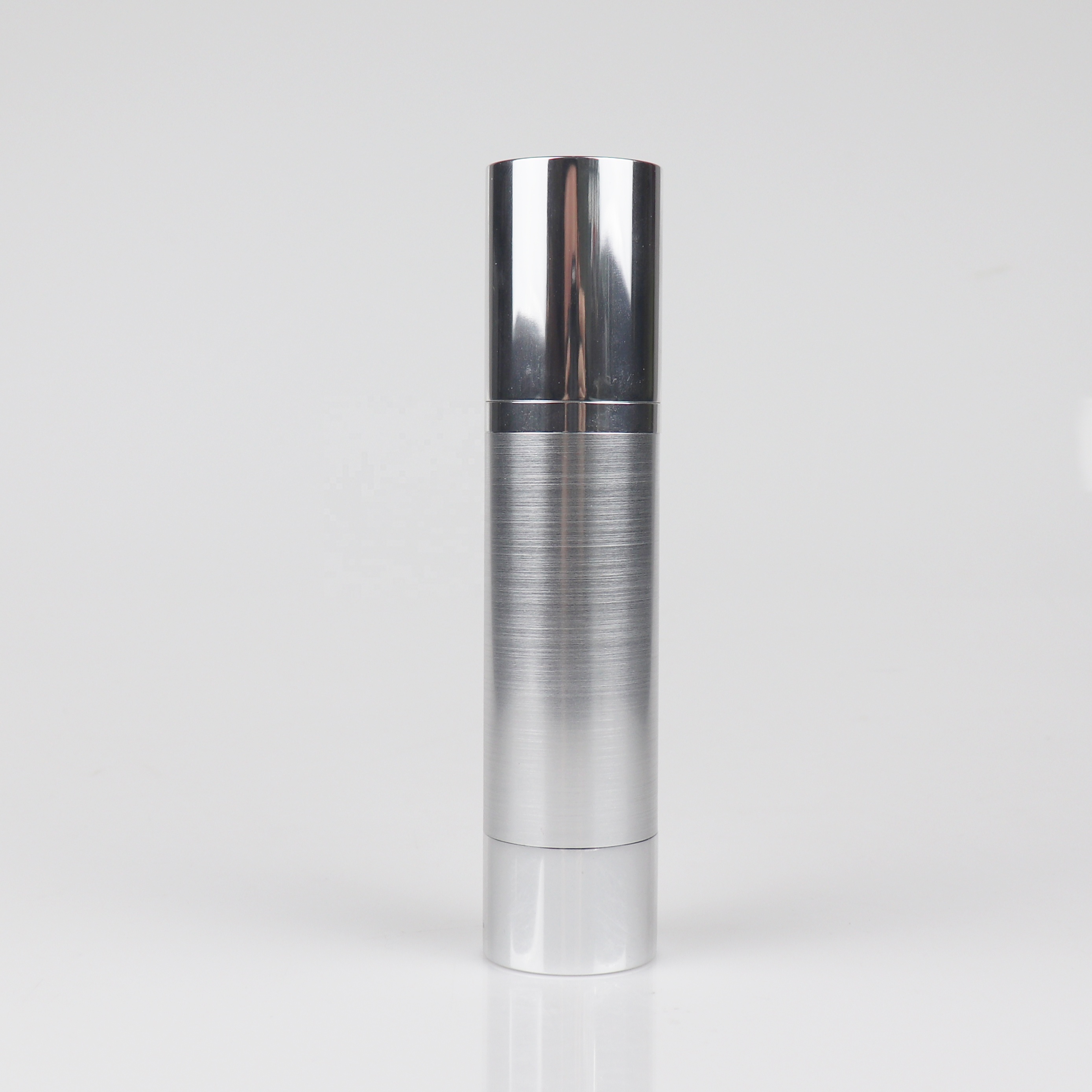 15ml 30ml 50ml High Quality Fast Delivery Aluminum Shiny Silver Coated Airless Pump Bottle for Skin Care Serum Lotion Custom