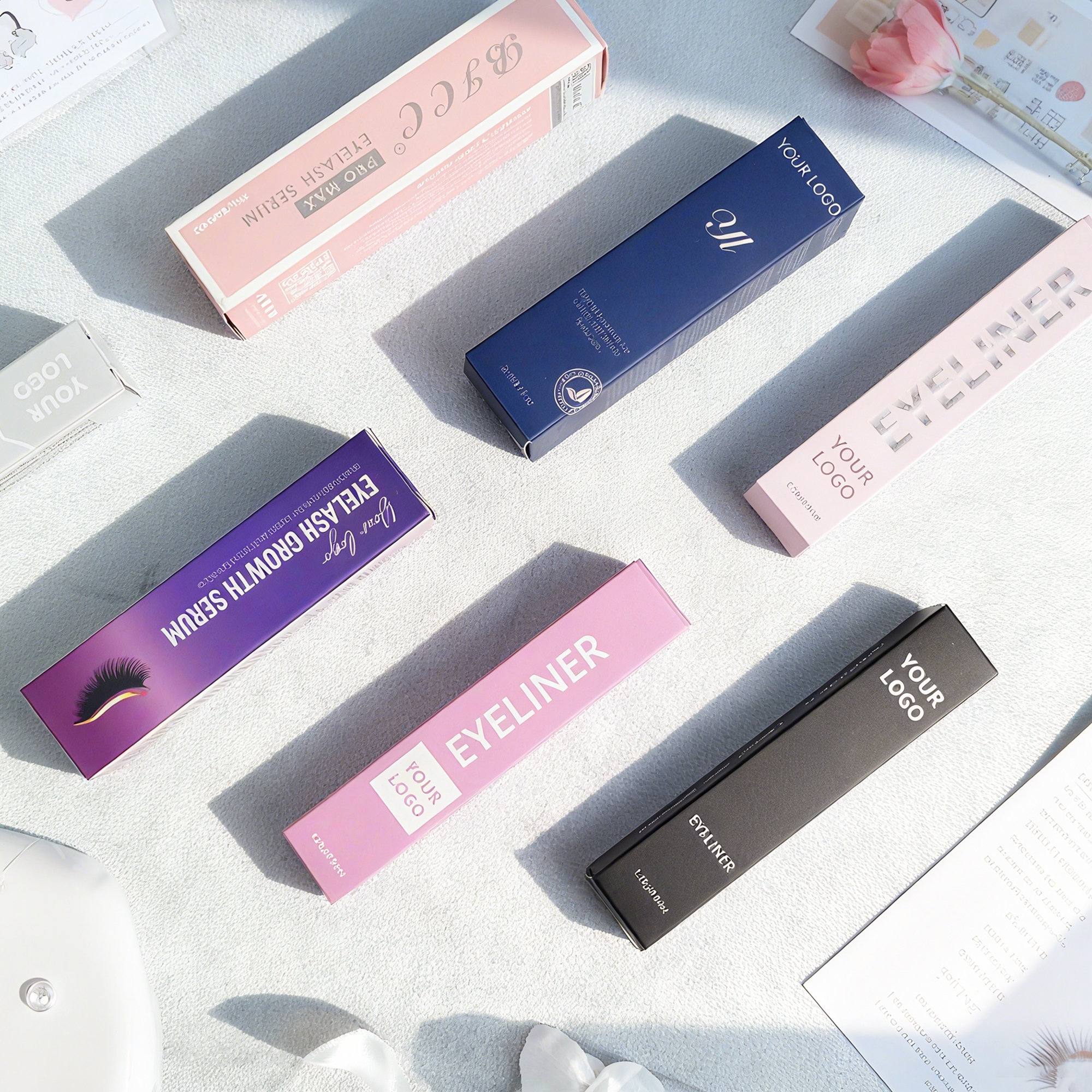 Makeup Foldable Art Paper Box Cosmetics Private Label Factory Package Full Color Gradient Lash Serum Carton Folding Box Printing