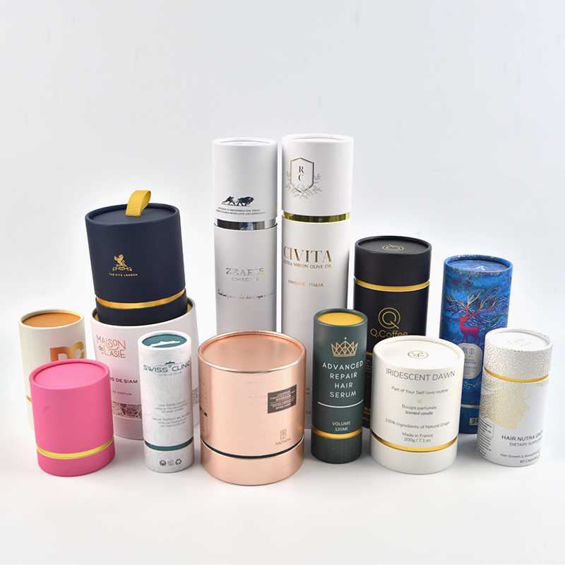 High Quality Biodegradable Matte Kraft Paper Cardboard Black Tube Round Black Paper Tube Packaging with Gold logo