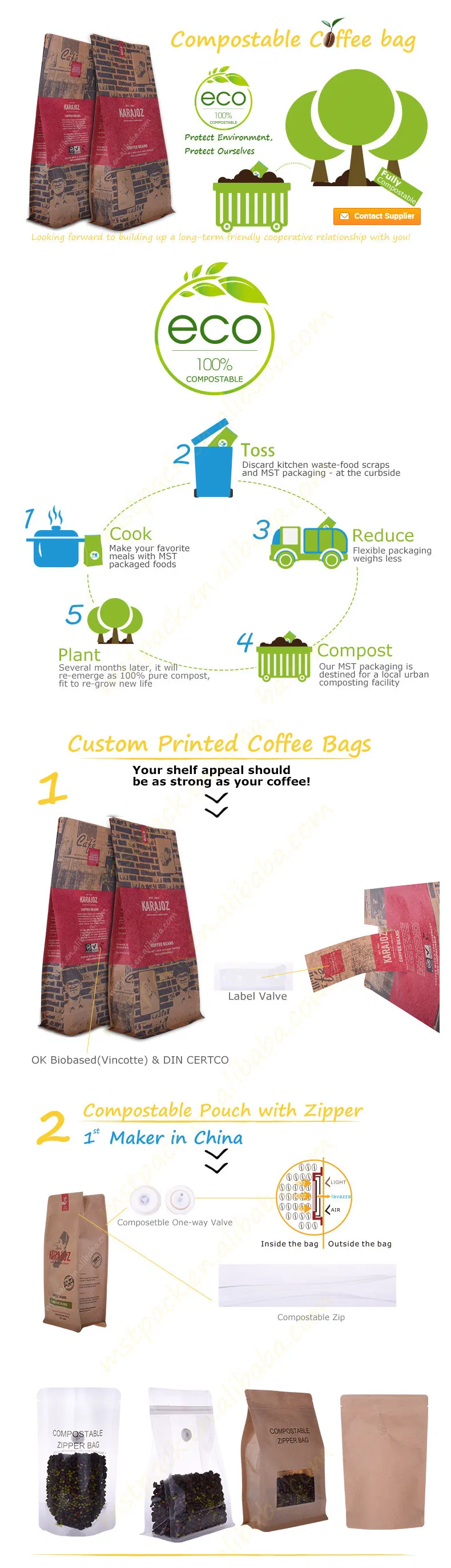 Eco Friendly Sustainable Compostable Coffee Bean Packaging Graphic