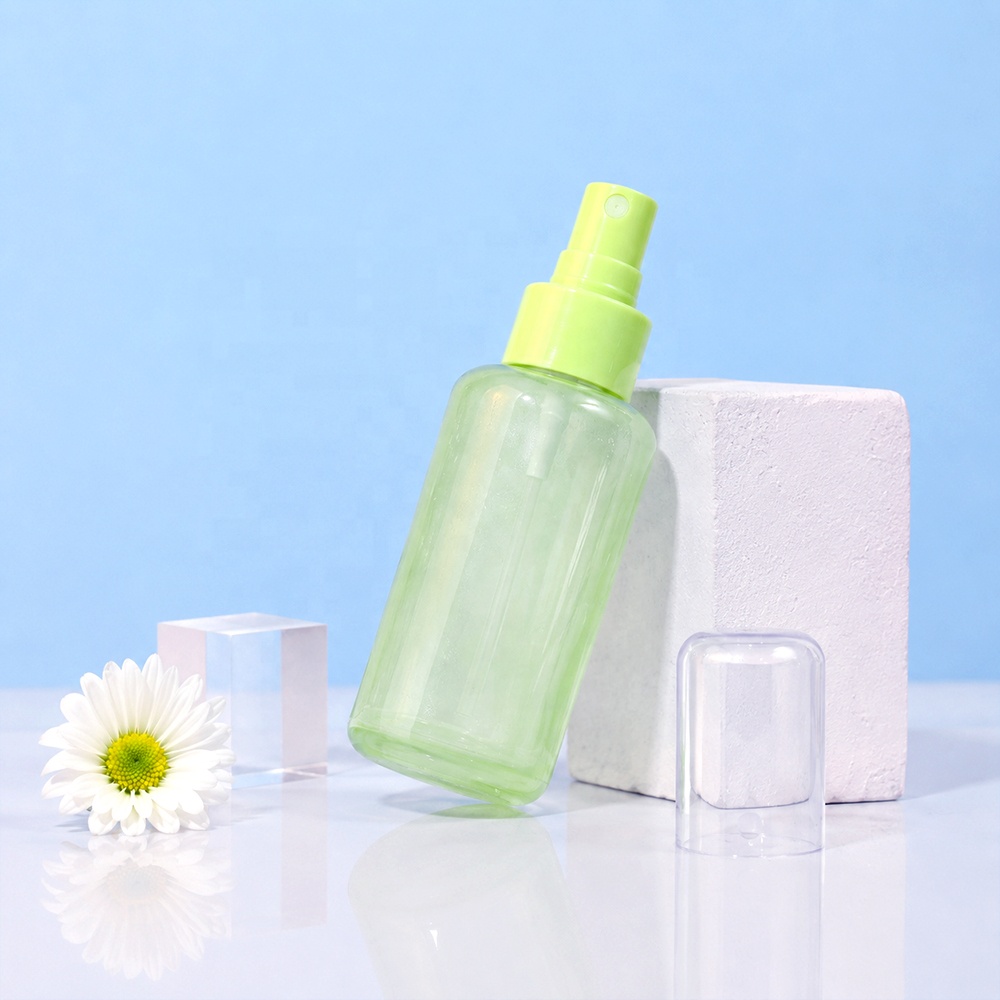 Skincare Packaging Glass Bottle Light Green Spray Pump Bottle 30ml 50ml 100ml Custom Logo Empty Cosmetic Liquid Container