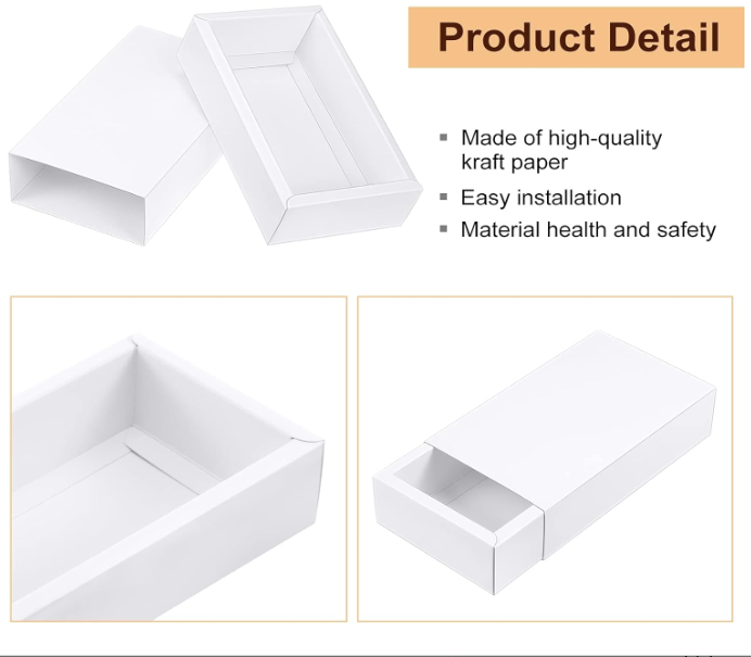 Mini Biodegradable Kraft Paper Box for Business Cards White Cardboard Packaging for Tea Soap Jewelry Party Favors Crafts More