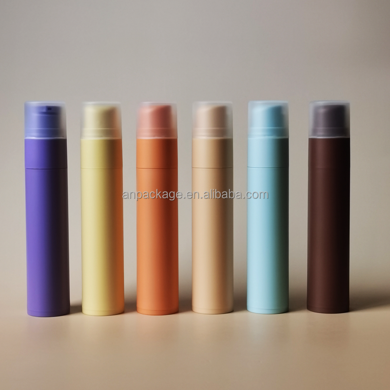 High End Unique Design Round Shape Airless Pump Bottle Private Logo Printing PP Material Serum Foundation Vacuum Pump Bottle