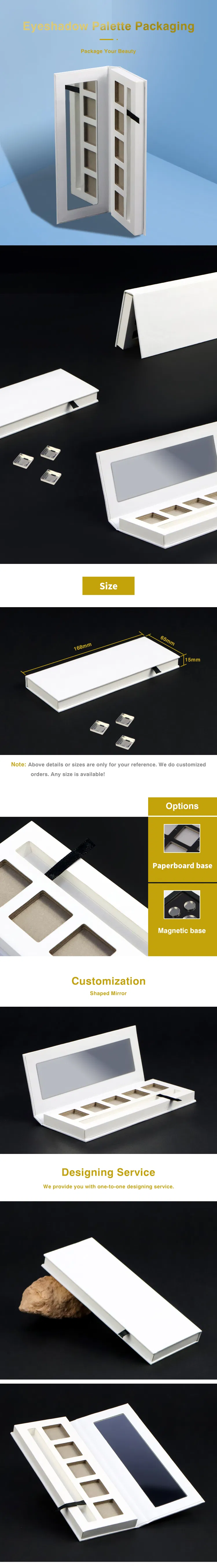 Cheap Price Custom 5 Hole Magnetic Pans Empty Makeup Eyeshadow Palette White Cosmetic Paper Packaging Eye Shadow Case Pallet