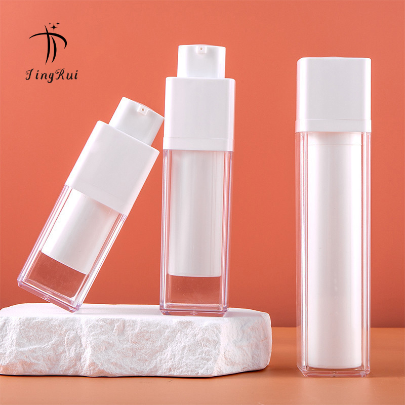 Square Frosted Matte Airless Lotion Pump Bottle 15ml 30ml 50ml Twist up Facial Care Cosmetic Packaging