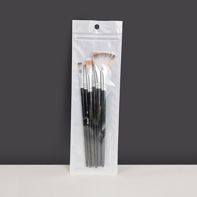 Custom Three Side Seal Zipper Pouch Pearlized Film Plastic Bag Pen Makeup Brush Packaging for Personal Care Gravure Printing