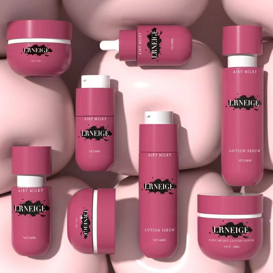 Cosmetic Glass Packaging Sets 30 50 100 G Cream Jar 30ml Hair Oil Dropper Bottle 50 100 120 Ml Unique Press Pump Lotion Bottle