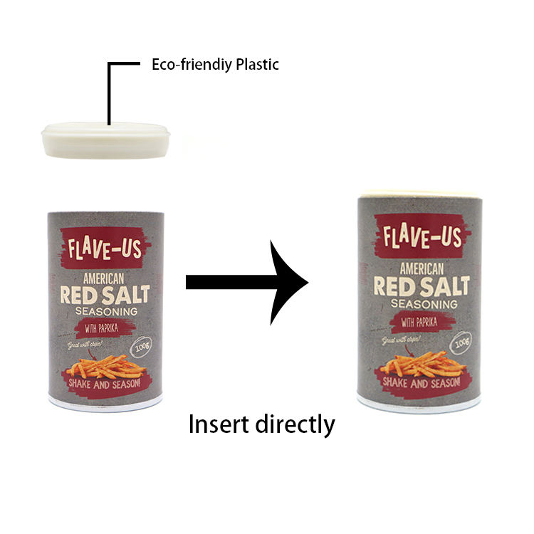 Custom Logo Kraft Cylinder Tube Food Grade Paper Packaging for Salt Shaker Top Tube Cans with Plastic Lid Crafts Chocolate Pizza